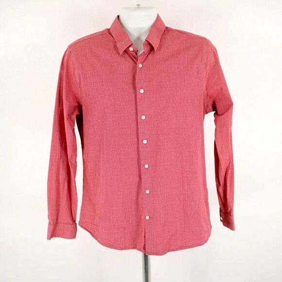 Express 1MX Pink Large 16 - 16.5‎ Exra Slim Micro Side Striped Dress Shirt - Picture 3 of 10
